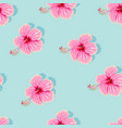 high detail pink hibiscus seamless pattern vector image