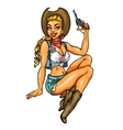 printpin up girl sexy cowgirl vector image
