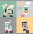 set of hand holding and gestures on smartphone vector image vector image
