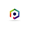 colorful hexagon letter type p logo sign symbol vector image vector image