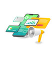isometric concept of digital marketing business vector image vector image