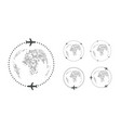 set simple traveling icons around world vector image vector image