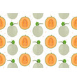 melon whole and half seamless pattern on white vector image vector image