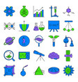 science icon set in colored line style vector image