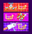 egg hunt happy easter banners with rabbit toys vector image vector image
