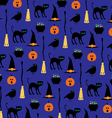 halloween black cat pattern vector image vector image