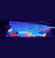 sea bottom view from inside underwater cave vector image vector image