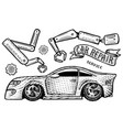 car with a ribbon and inscription repair vector image
