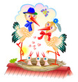 cute stork family with father mother and babies vector image