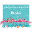 flamingoes and tropical plants vector image