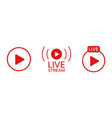live stream icon set broadcats online video tv vector image