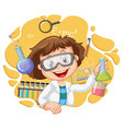 Scientist girl cartoon character with laboratory Vector Image