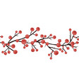 winter red berry braches border seamless vector image vector image