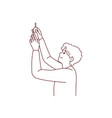 man screw light bulb on ceiling vector image