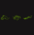 set of green smoke clouds on black background vector image
