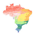 map of brazil with red orange yellow blue vector image vector image