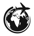 plane on earth icon simple style vector image