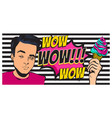 pretty summer pop art man want ice cream vector image