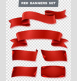 red paper banner transparent icon set vector image