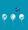 business jumping through air balloon global vector image vector image