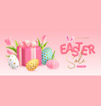 happy easter big sale poster with colorful eggs vector image vector image