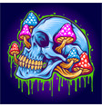 ice skull head psychedelic mushrooms vector image