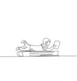 single one line drawing arab little girl reading vector image