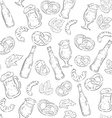 hand drawn beer seamless pattern with beer bottles vector image