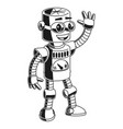 cartoon cute friendly robot waving hello vector image vector image