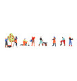 gardeners working in garden flat isolated vector image
