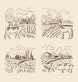 village and big field landscape vector image