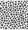 dog paw and bown seamless pattern vector image