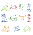 hand drawn doodle sketch icons set healthy vector image