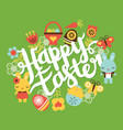 retro folk happy easter lettering phrase vector image vector image