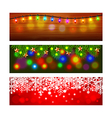 christmas banners with lights and snowflakes vector image vector image