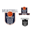 basketball game icons with baskets and balls vector image