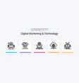digital marketing and technology line 5 icon pack vector image vector image
