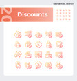 pixel perfect gradient discounts icons set vector image vector image