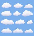 soft cartoon clouds set on the blue background vector image