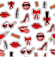 seamless pattern with fashion patch badges vector image