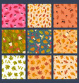 set of seamless patterns with autumn mushrooms vector image vector image