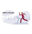 sportswoman running on treadmill girl taking vector image