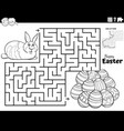 maze with easter bunny and easter eggs coloring vector image vector image