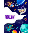 space poster cartoon alien rocket kid astronaut vector image vector image