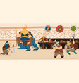vikings and scandinavian warriors repast cartoon vector image vector image