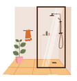 glass shower cabin bathroom interior design vector image