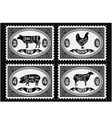 set of postage stamps with pets vector image