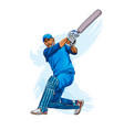 abstract batsman playing cricket from splash vector image vector image