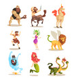 ancient mythical creatures set cyclops centaur vector image