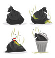 garbage bags with waste set full litter vector image vector image